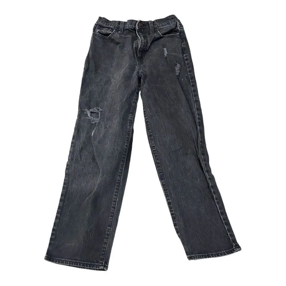 Universal Thread Womens Straight Cropped Jeans Black Distressed Denim 2